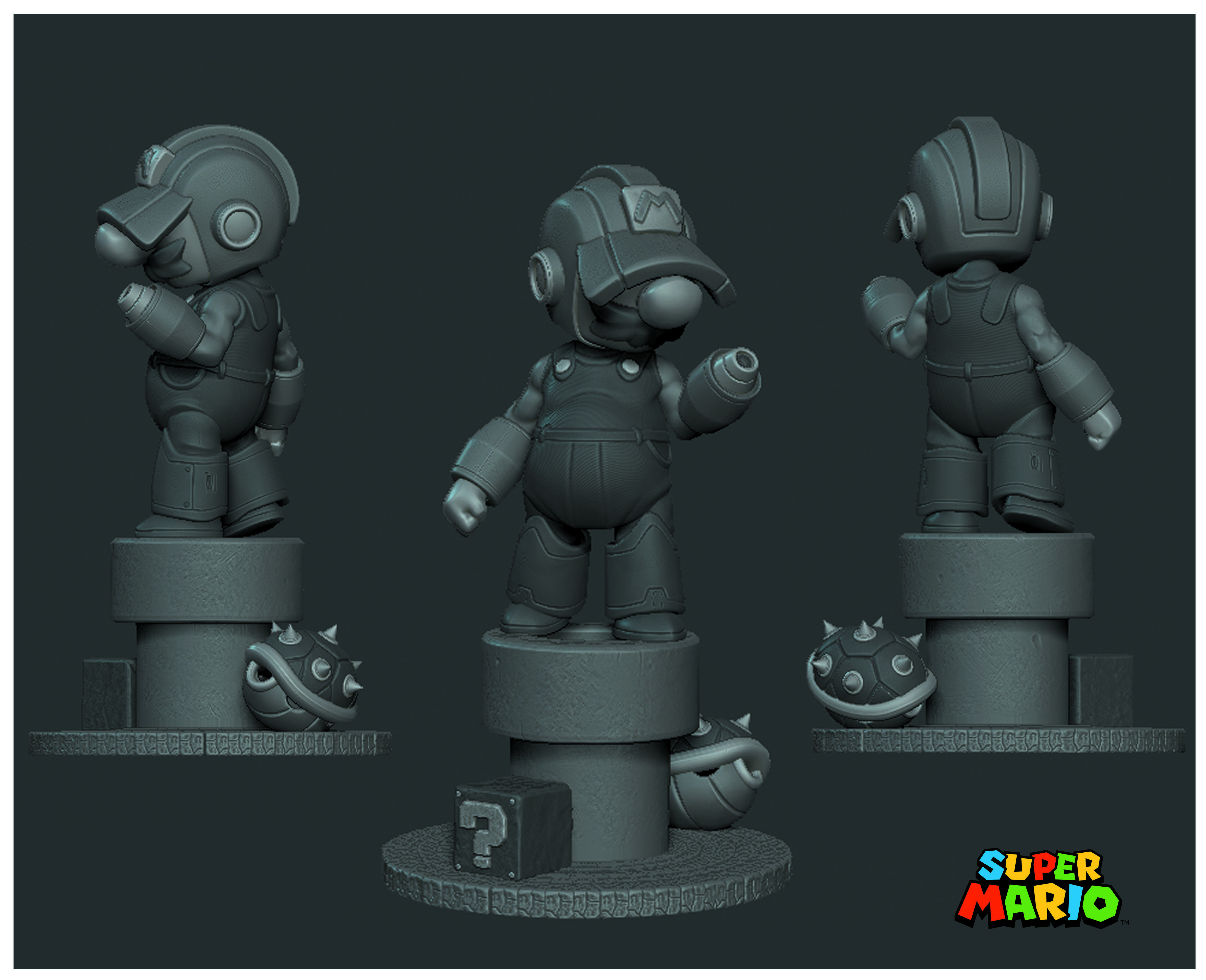 super mario bros megaman fan art 3D print model_3