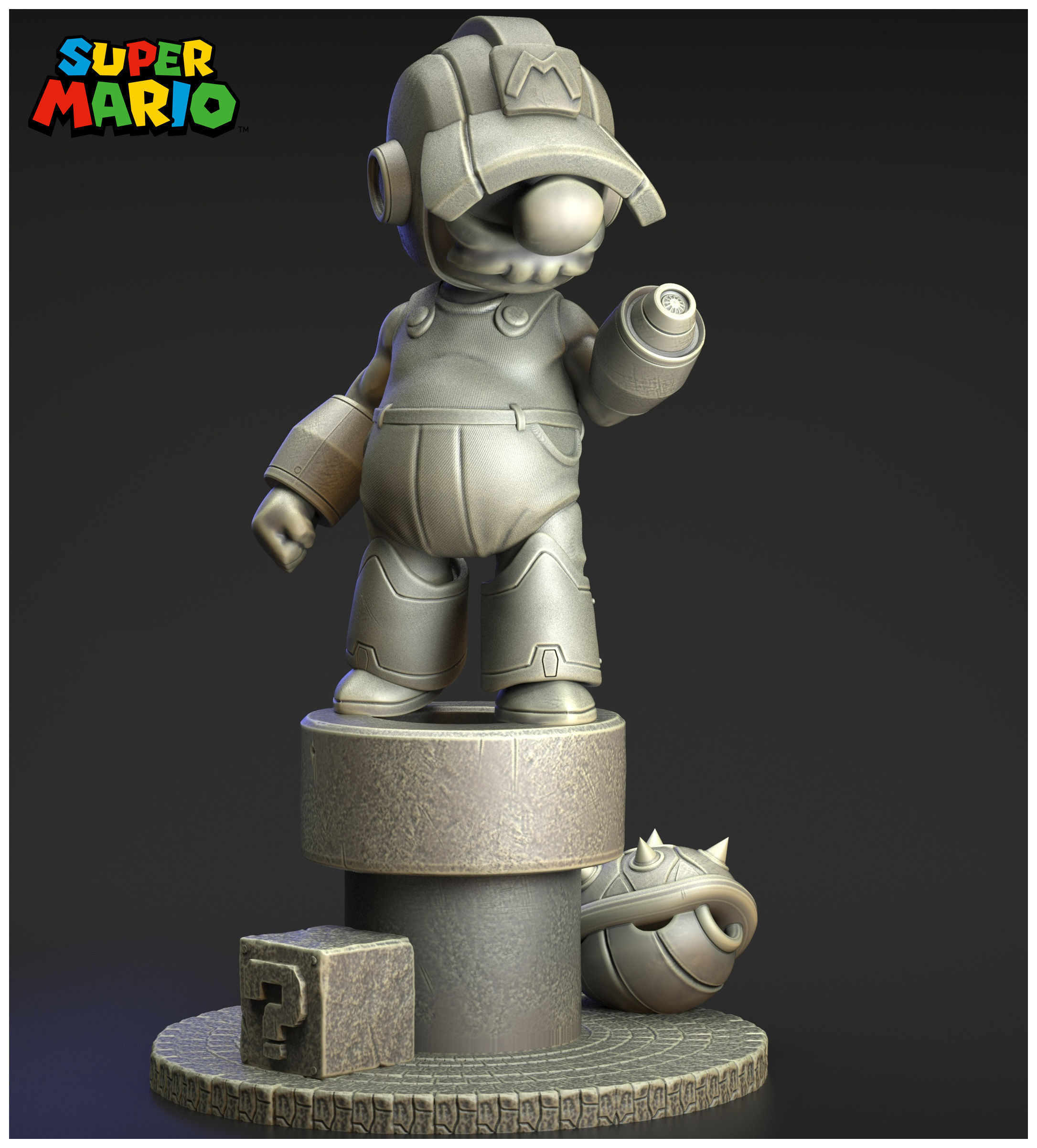 super mario bros megaman fan art 3D print model_2
