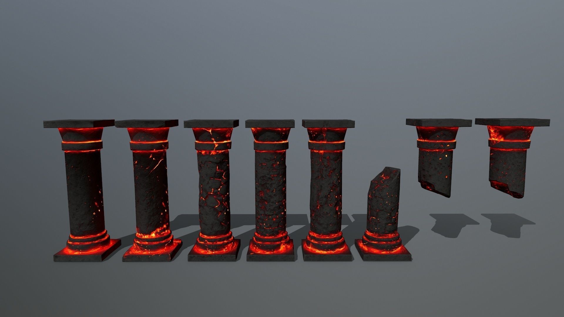 lava pillar set Low-poly 3D model_4