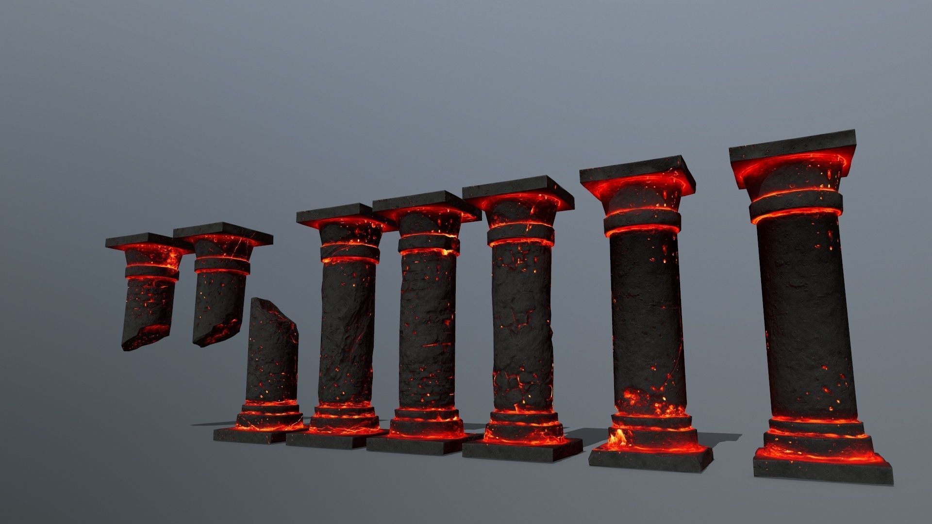 lava pillar set Low-poly 3D model_2