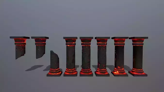lava pillar set Low-poly 3D model