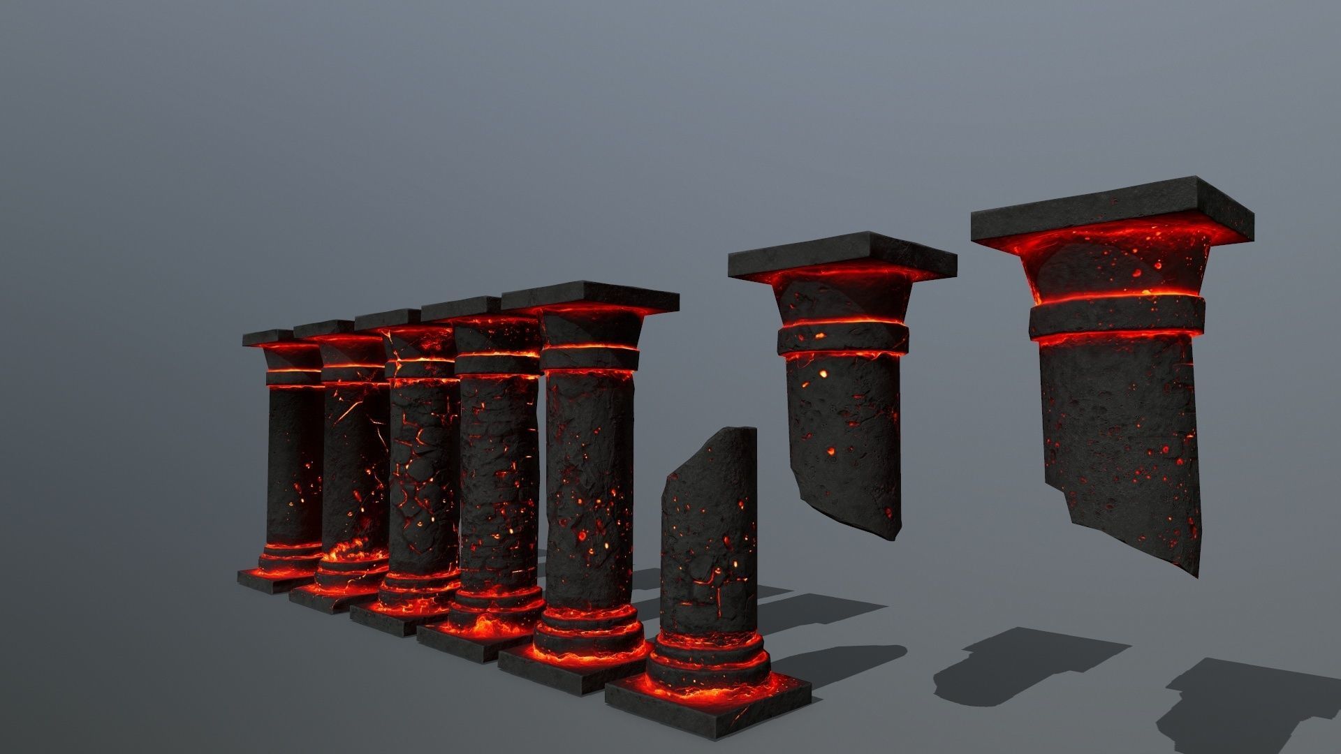 lava pillar set Low-poly 3D model_5