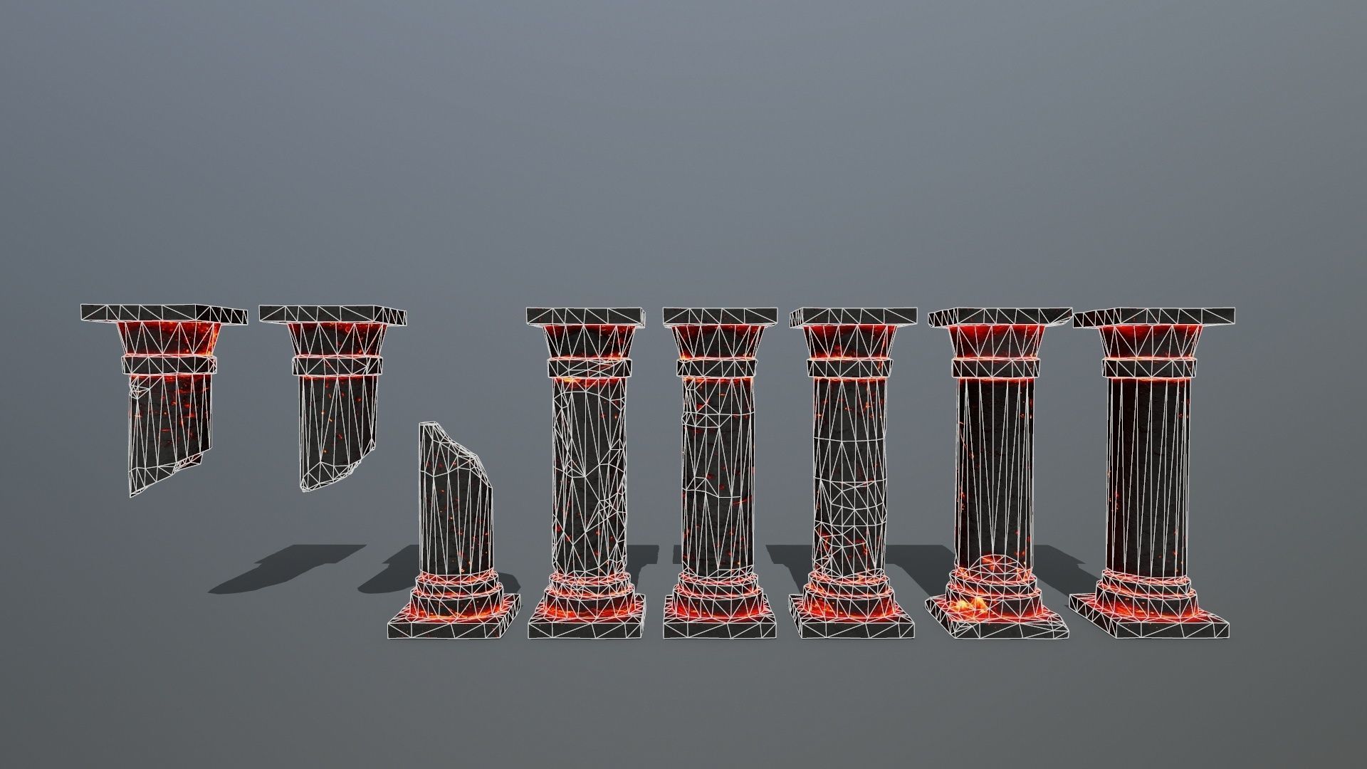 lava pillar set Low-poly 3D model_7