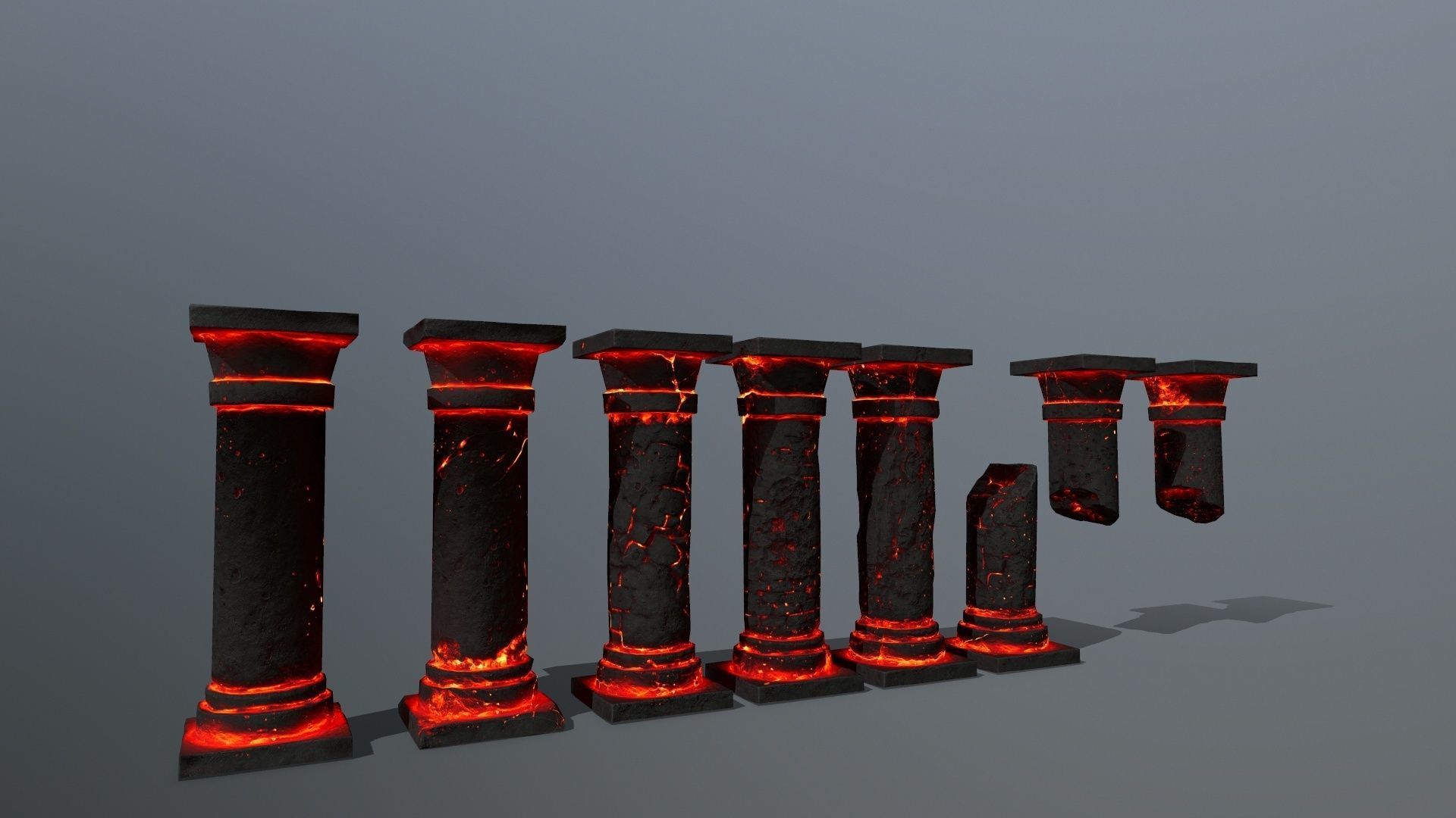lava pillar set Low-poly 3D model_6