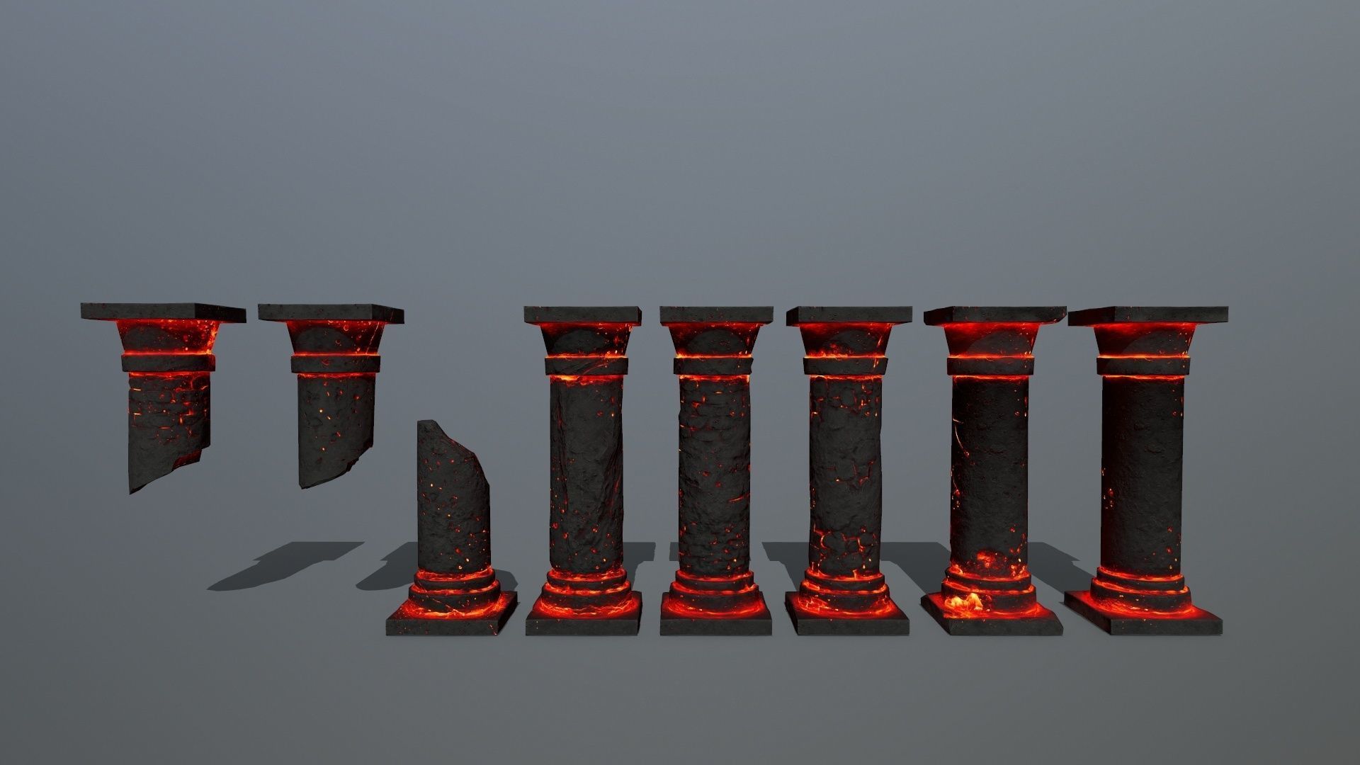 lava pillar set Low-poly 3D model_1