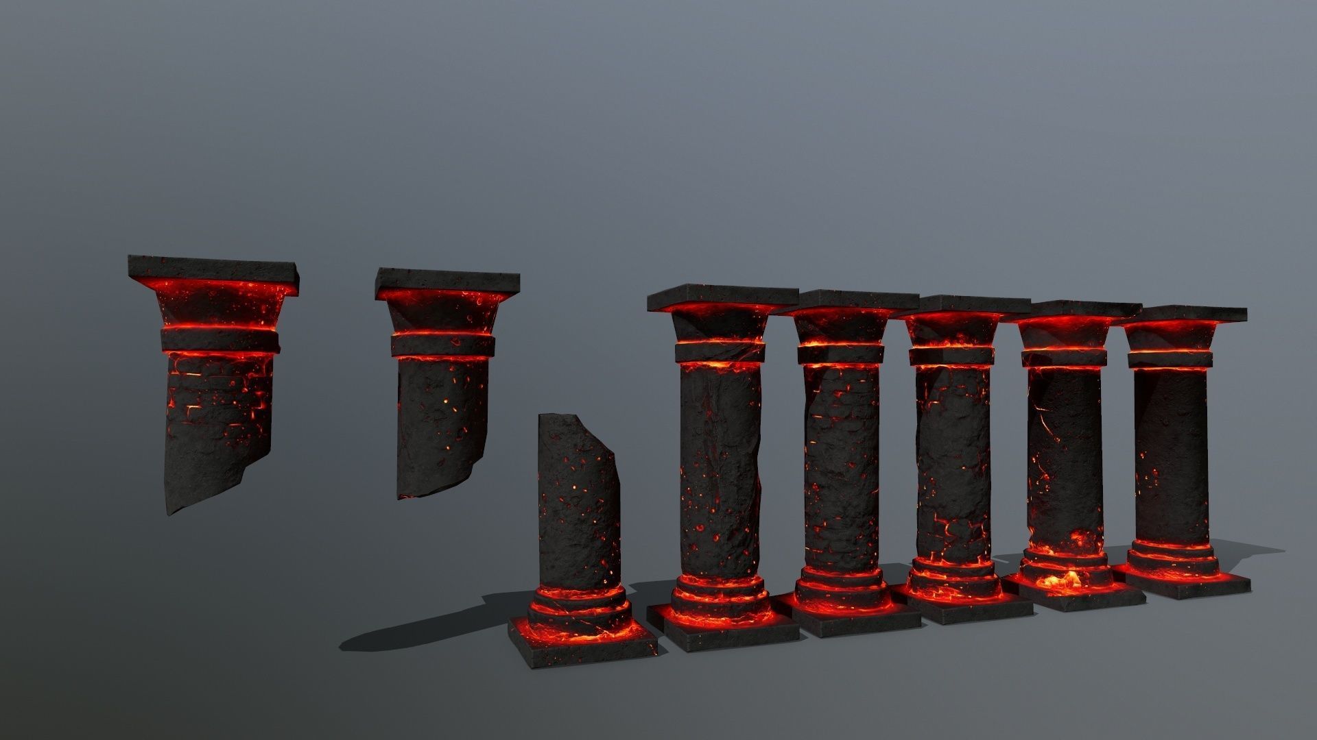 lava pillar set Low-poly 3D model_3