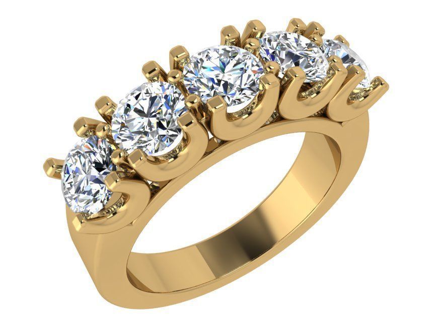 5-stone diamond ring 3711 3D print model 3D print model_1