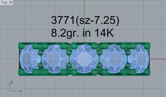 5-stone diamond ring 3711 3D print model 3D print model_4
