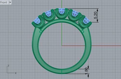 5-stone diamond ring 3711 3D print model 3D print model_5