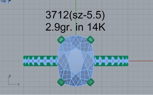 Oval diamond ring 3712 3D print model 3D print model_4