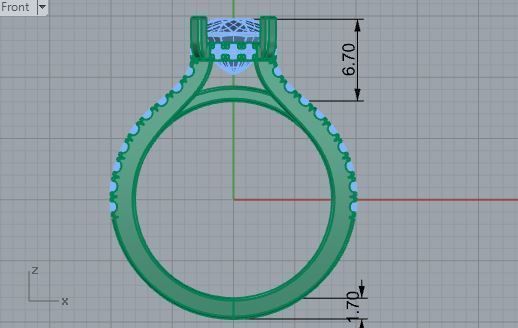 Oval diamond ring 3712 3D print model 3D print model_5