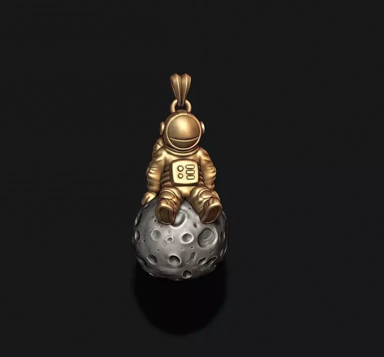 Astronaut moon pendant 3D print model_0