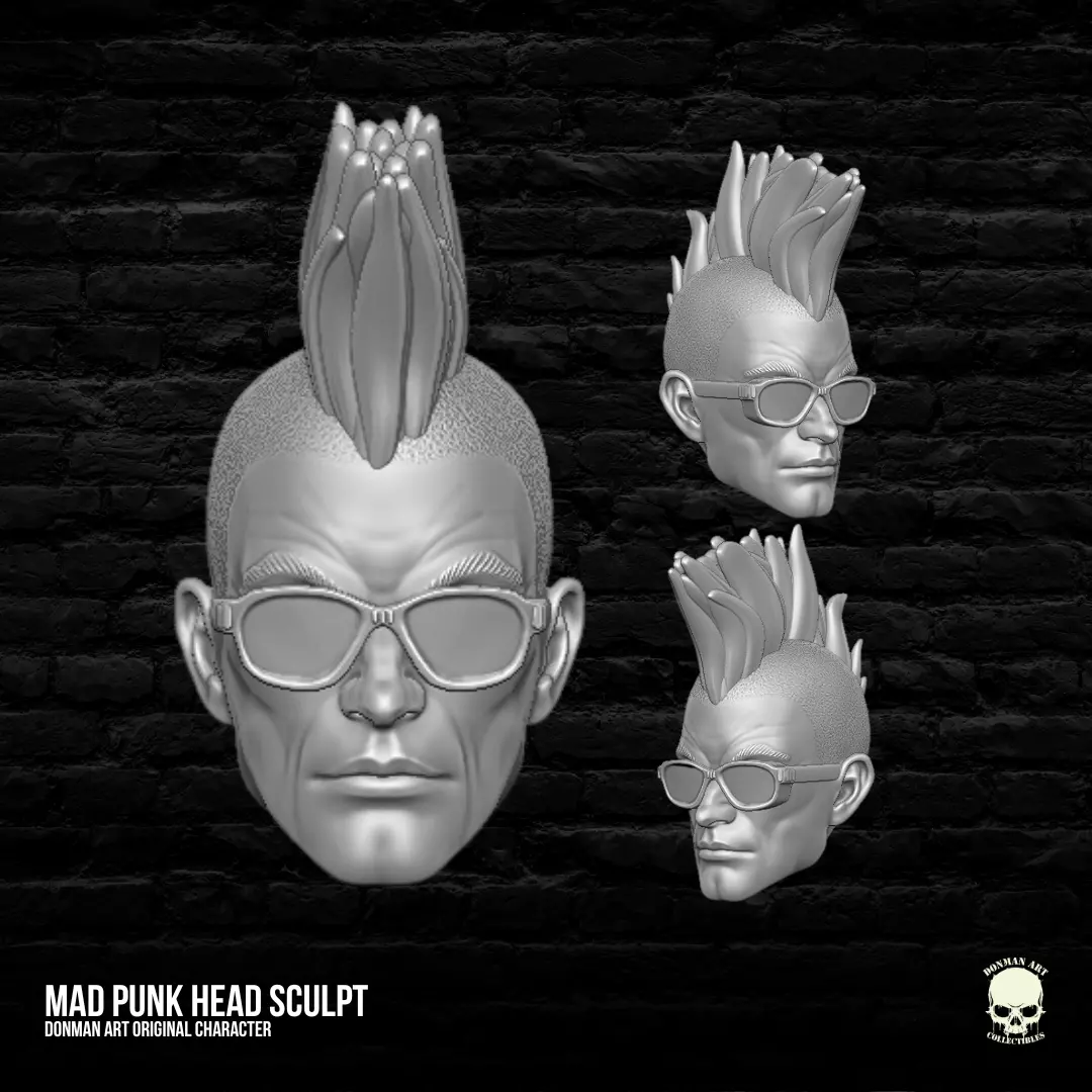 Mad Punk Head 3D printable file 3D print model