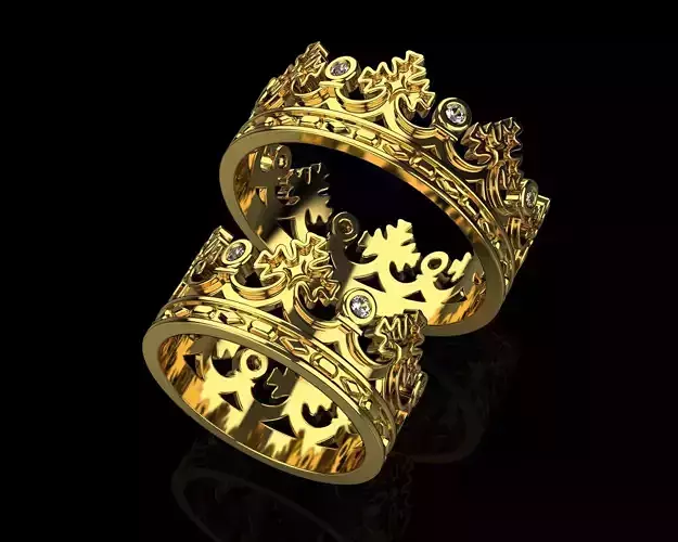 Wedding rings crown with diamonds 