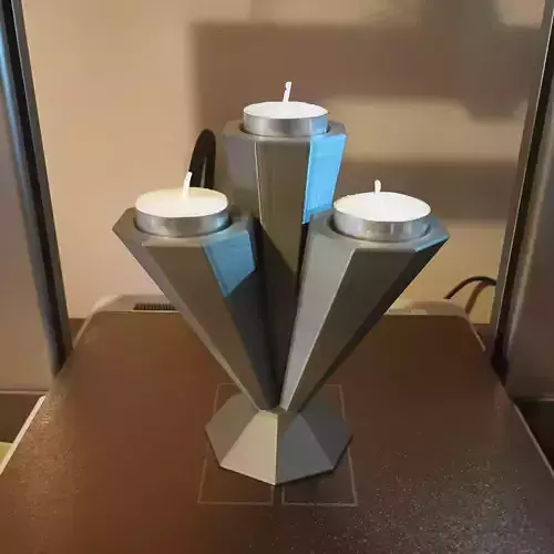 3D Printable 3 Arms Tealight Holder STL Model 3D print model