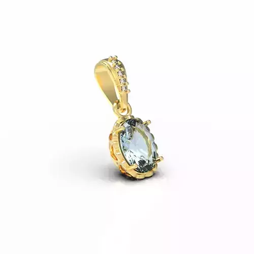 Oval Cut Pendant With Diamonds Pingente Pedra Oval e Diamantes