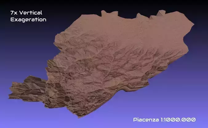 Italy 3D Map of Piacenza Provice 1 to 1000000 3D print model