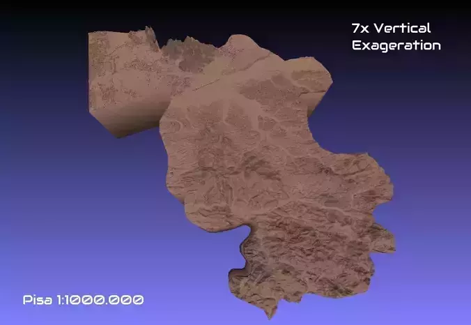 Italy 3D Map of Pisa Provice 1 to 1000000 3D print model