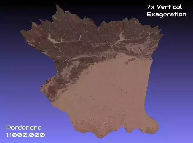 Italy 3D Map of Pordenone Provice 1 to 1000000 3D print model