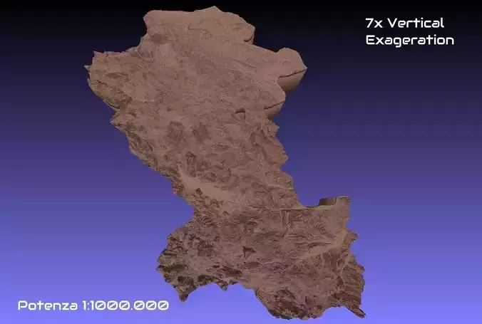 Italy 3D Map of Potenza Provice 1 to 1000000 3D print model