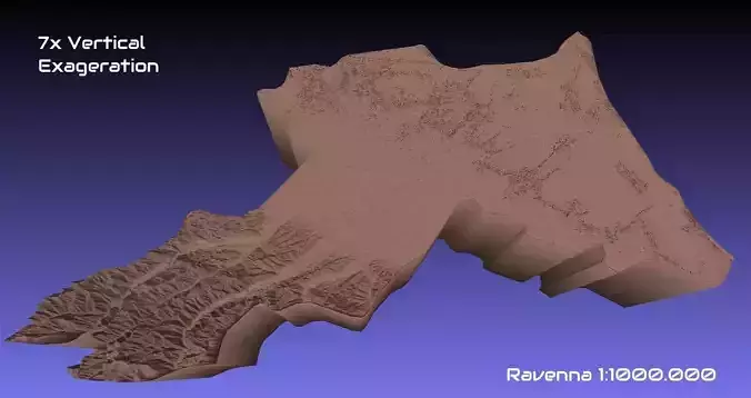 Italy 3D Map of Ravenna Provice 1 to 1000000 3D print model