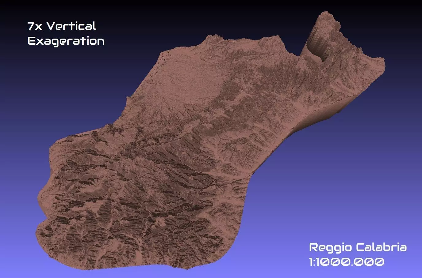 Italy 3D Map of Reggio Calabria Provice 1 to 1000000 3D print model_0