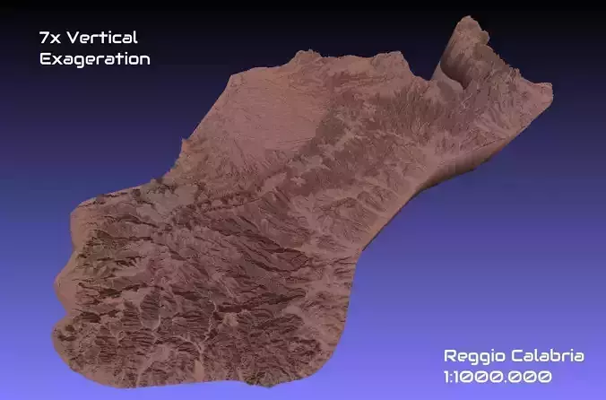 Italy 3D Map of Reggio Calabria Provice 1 to 1000000