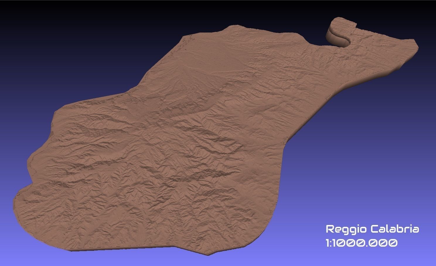 Italy 3D Map of Reggio Calabria Provice 1 to 1000000 3D print model_2