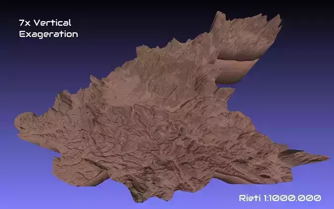 Italy 3D Map of Rieti Provice 1 to 1000000