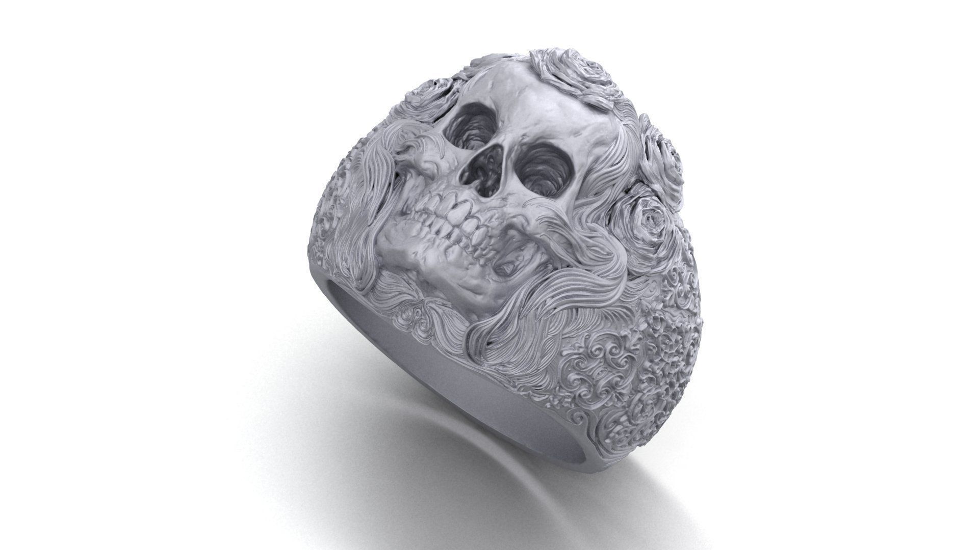 Skull ring 3d model printable model US 7 3D print model_2