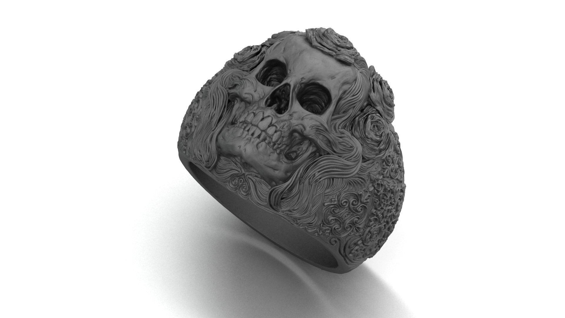 Skull ring 3d model printable model US 7 3D print model_3