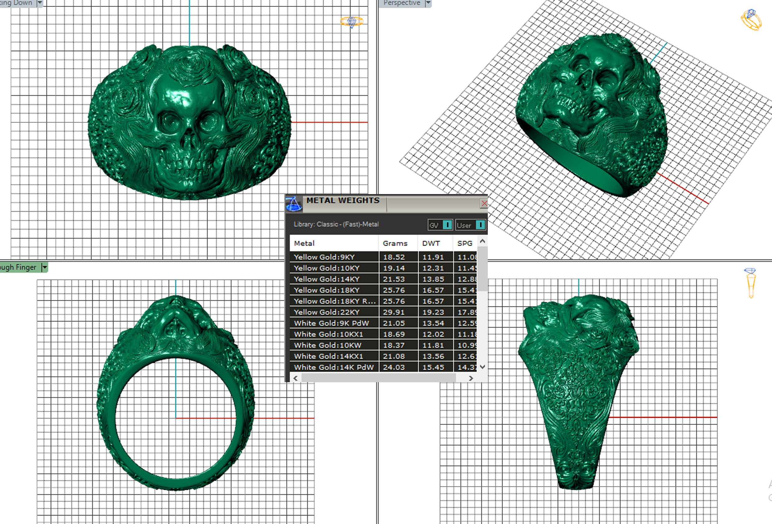 Skull ring 3d model printable model US 7 3D print model_4