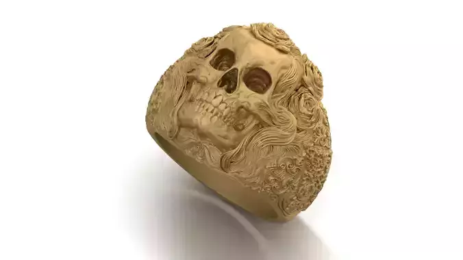 Skull ring 3d model printable model US 7 