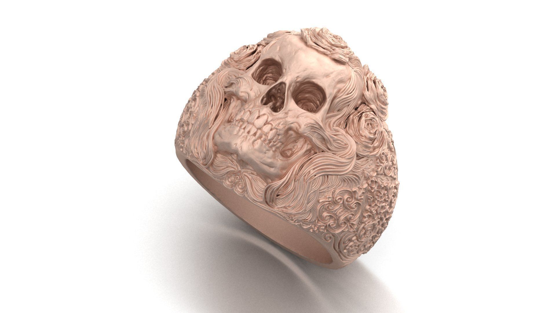 Skull ring 3d model printable model US 7 3D print model_1