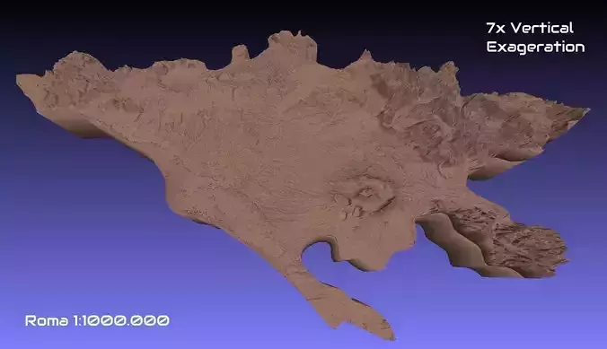 Italy 3D Map of Roma Provice 1 to 1000000