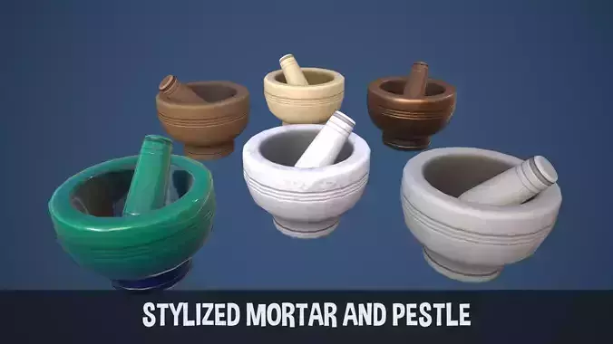 Stylized Mortar and Pestle Low-poly 3D model