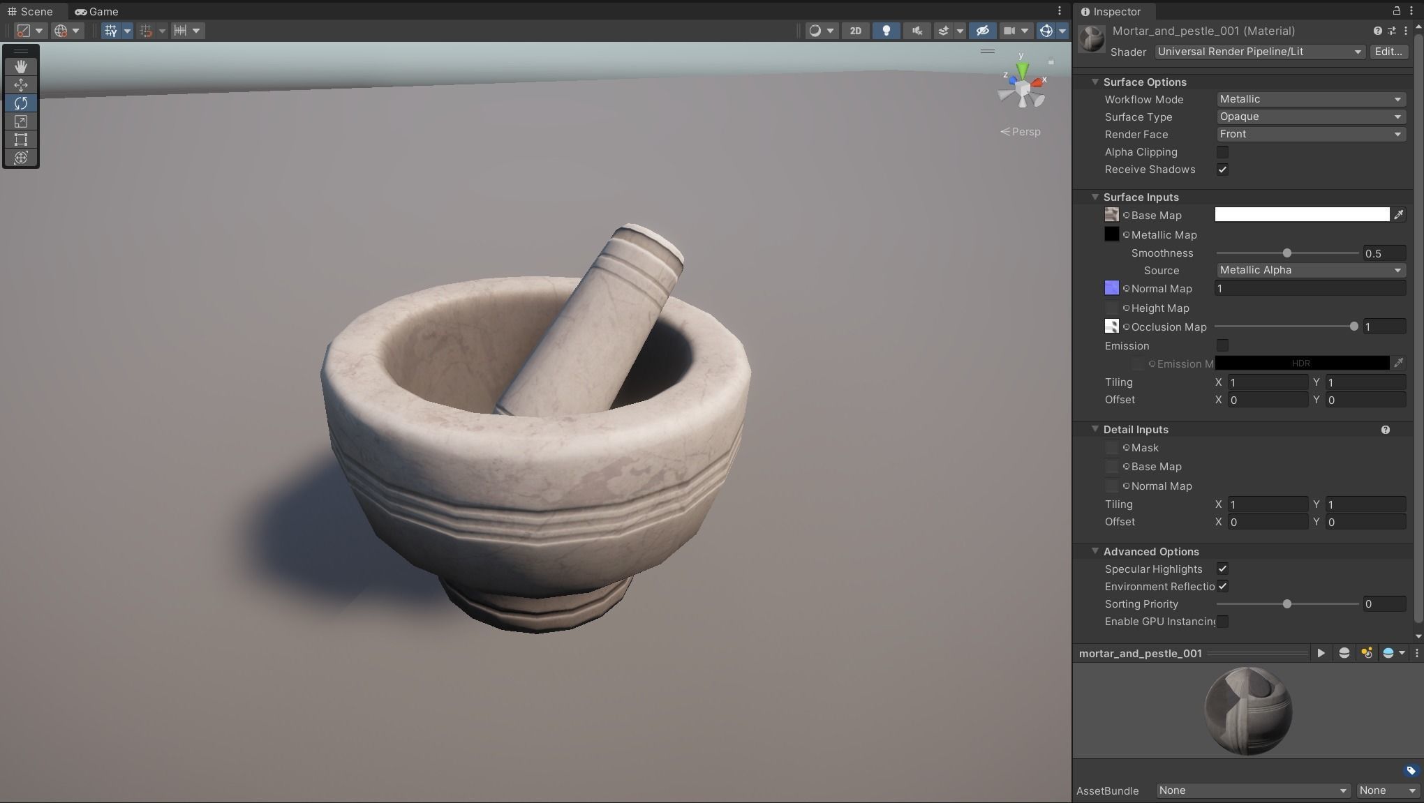Stylized Mortar and Pestle Low-poly 3D model_15