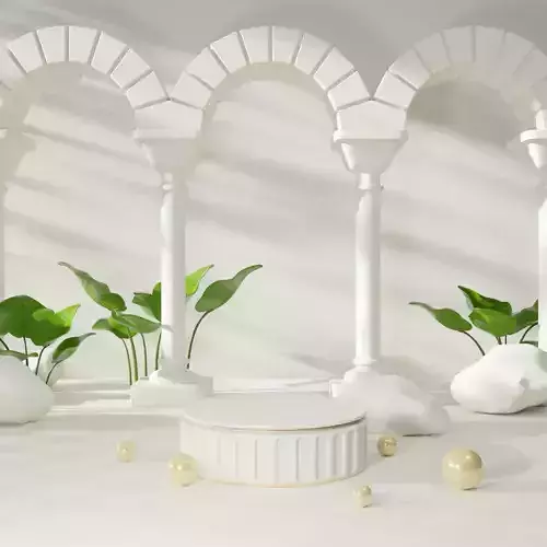 Roman arches with a golden cream paint finish appear lavish