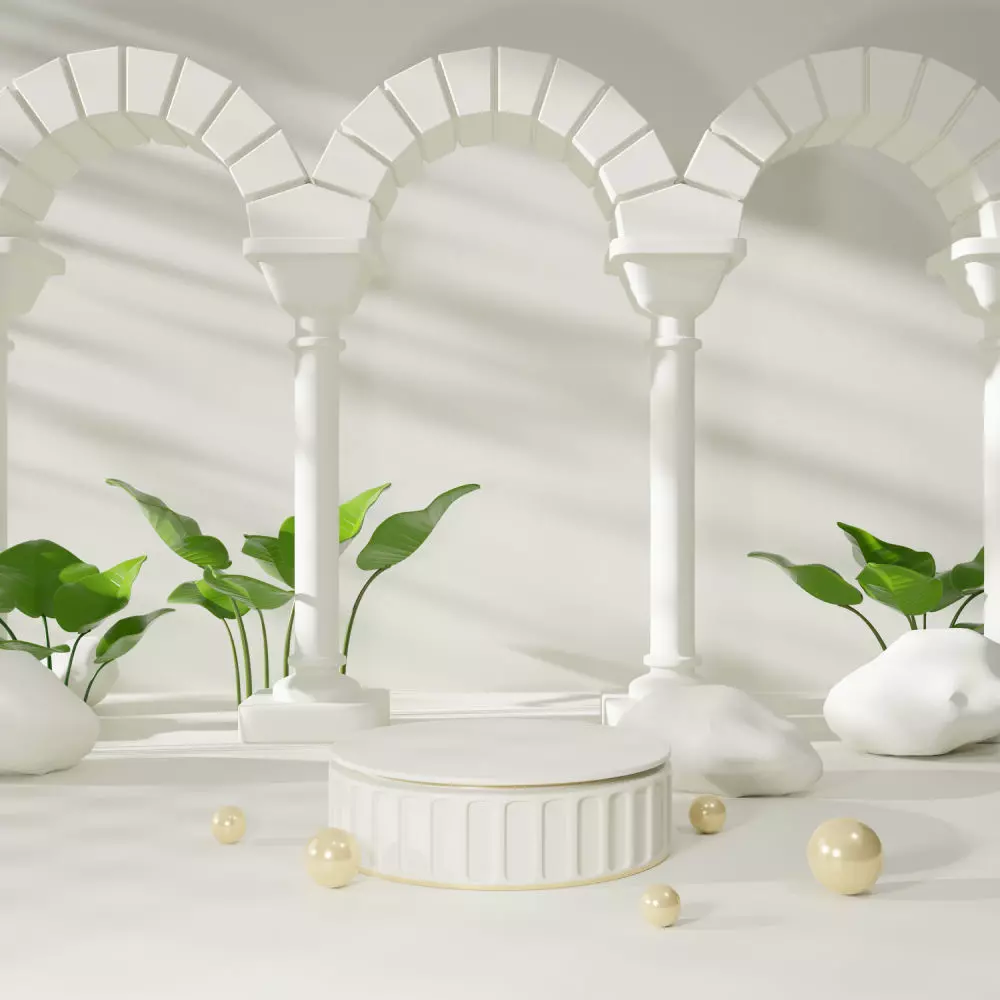 Roman arches with a golden cream paint finish appear lavish 3D model