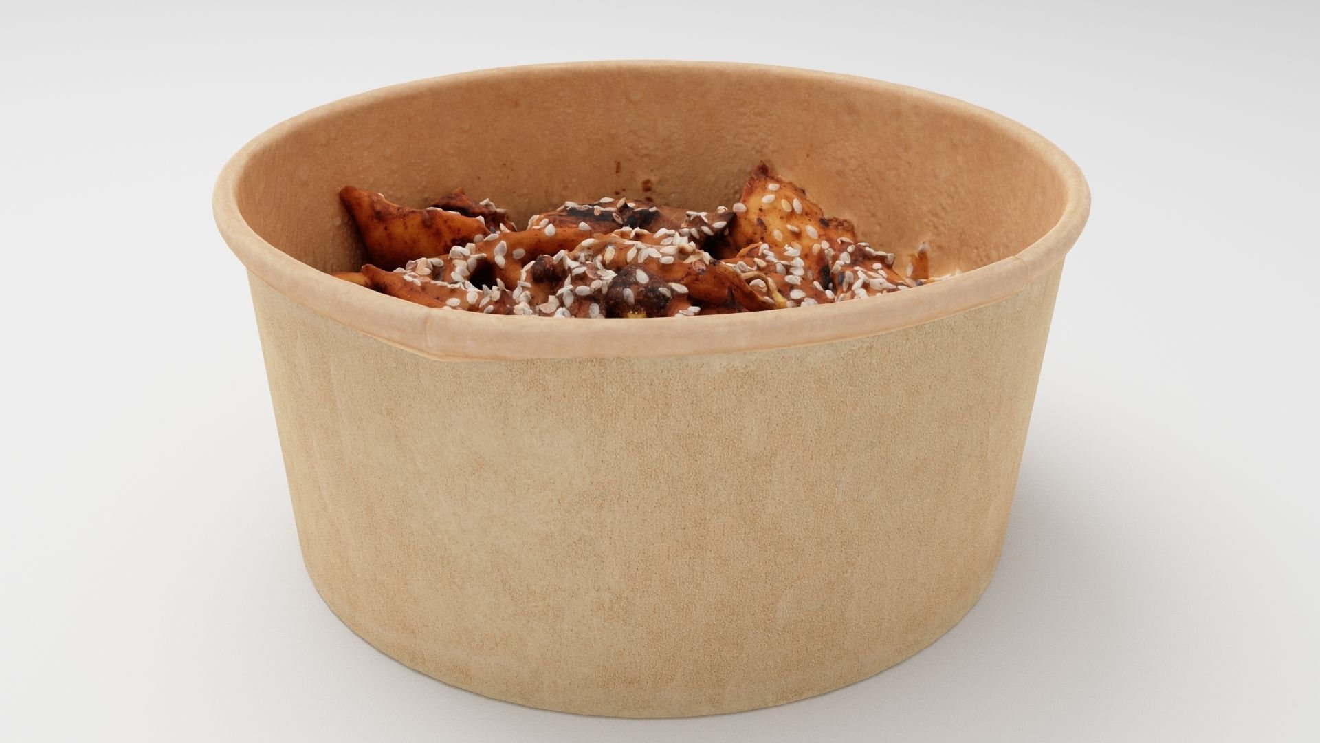 Udon Poke bowl lunch noodles with chicken korean asian meal 3D model_2