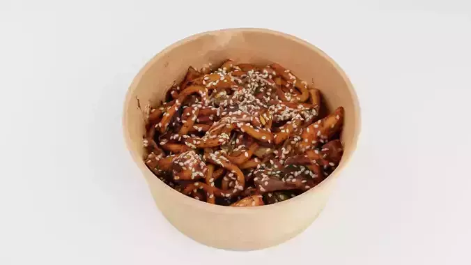 Udon Poke bowl lunch noodles with chicken korean asian meal 3D model