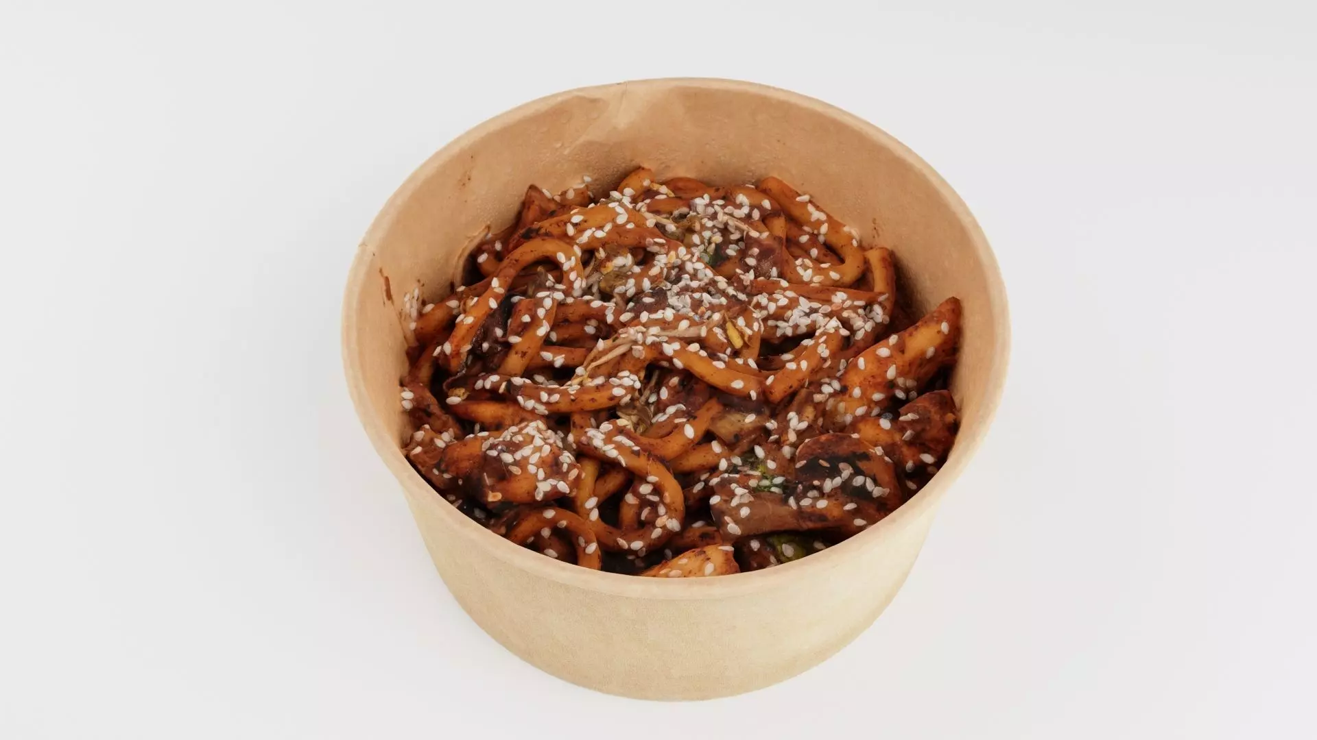 Udon Poke bowl lunch noodles with chicken korean asian meal 3D model_0