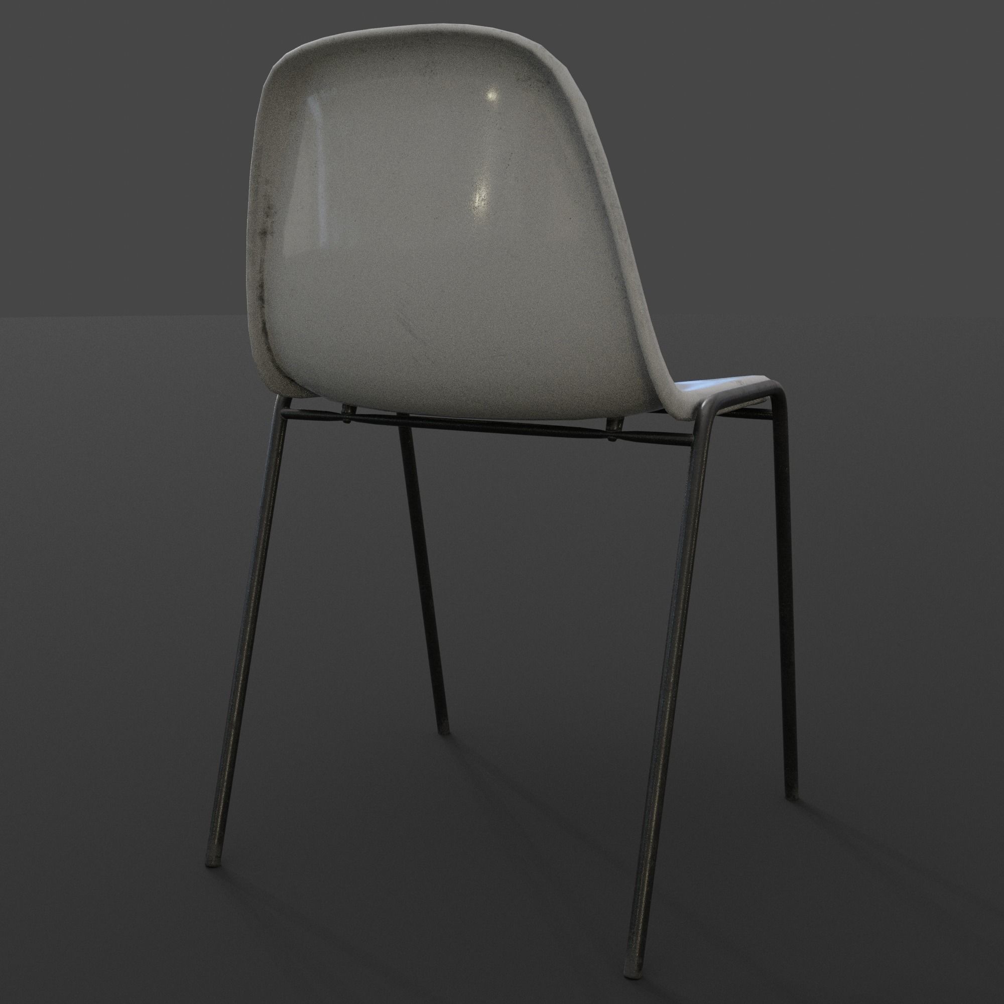 Fiberglass Plastic Chair Low-poly 3D model_12
