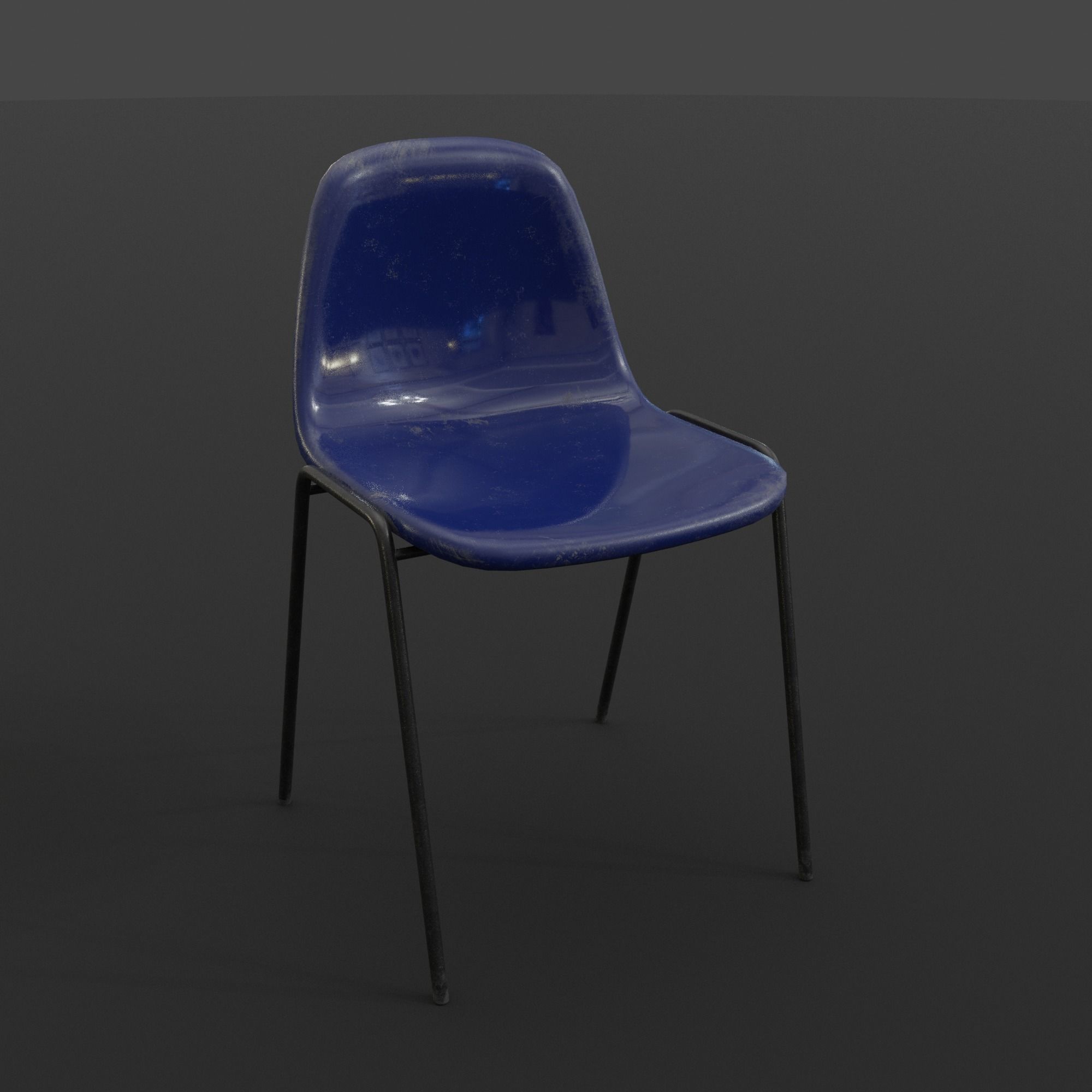 Fiberglass Plastic Chair Low-poly 3D model_2