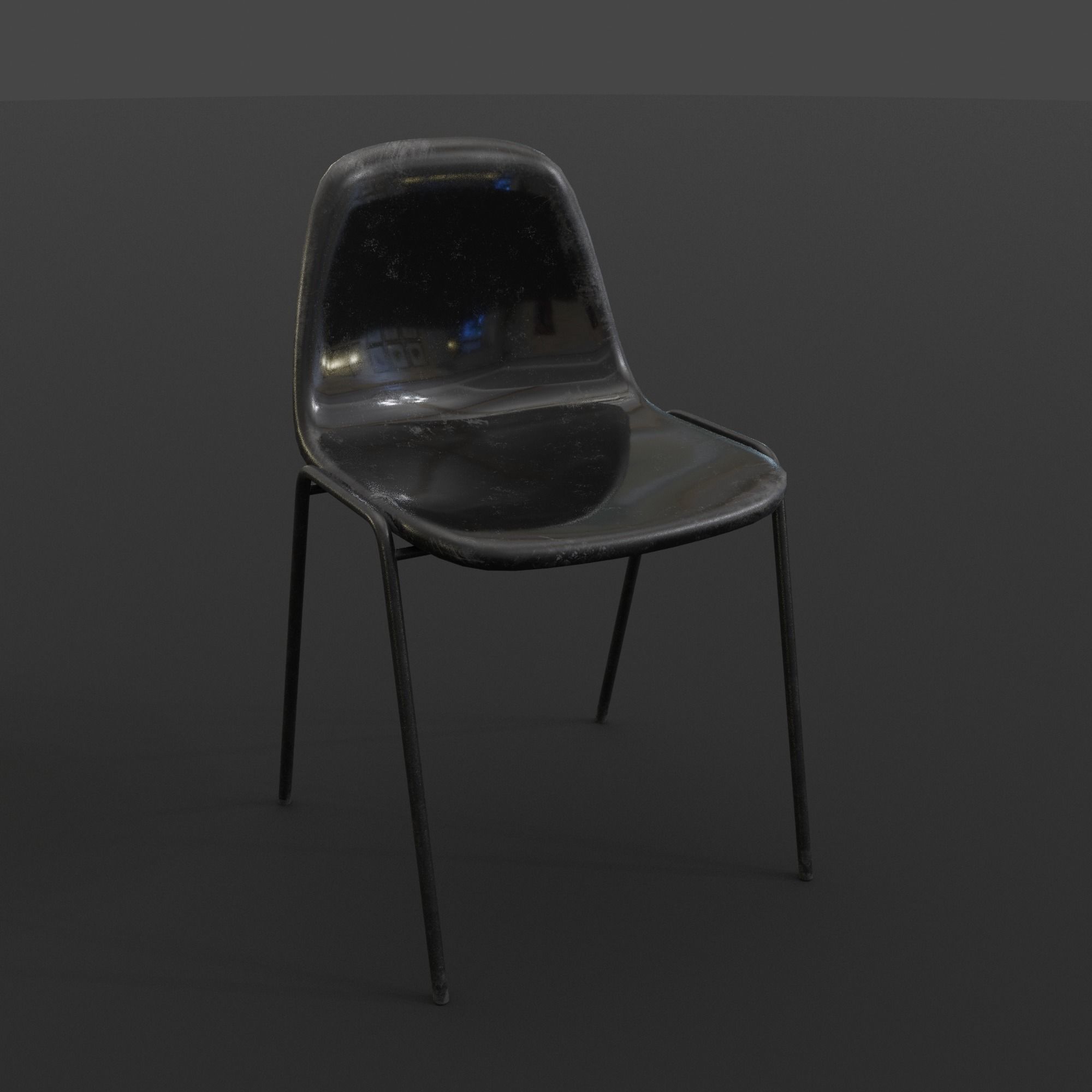 Fiberglass Plastic Chair Low-poly 3D model_3