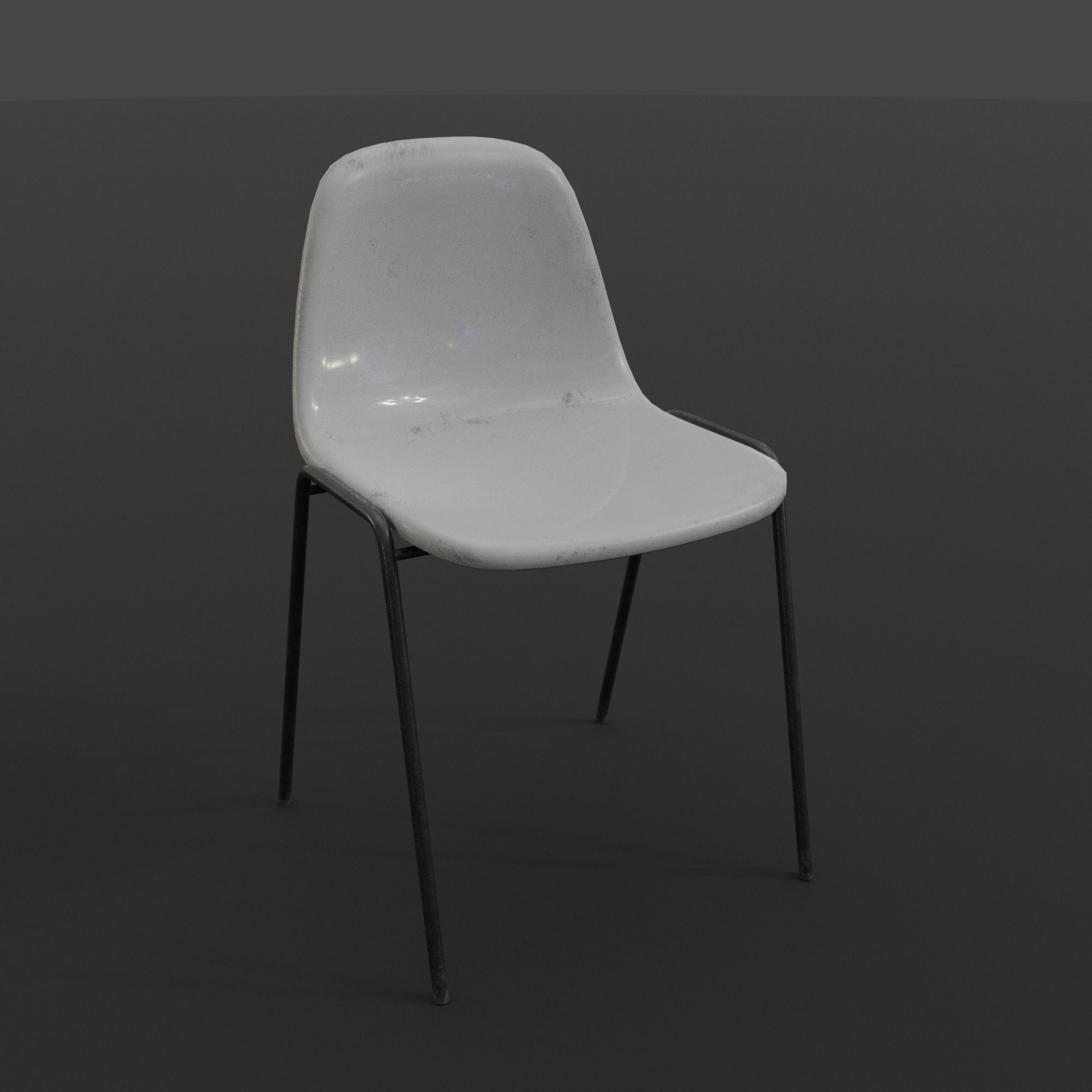 Fiberglass Plastic Chair Low-poly 3D model_5