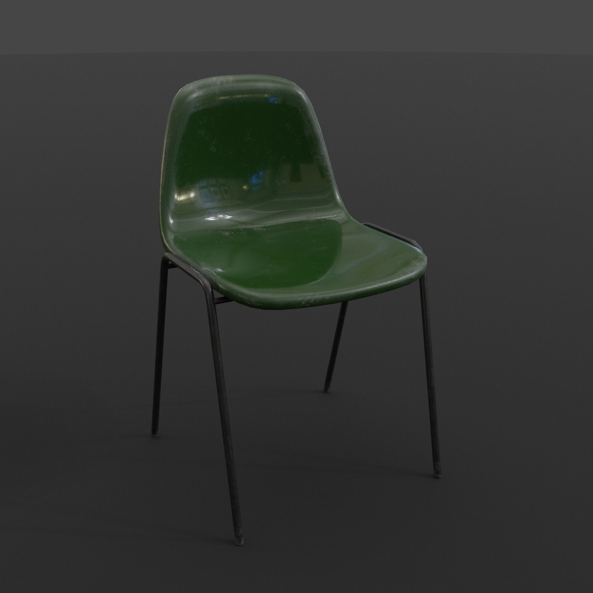 Fiberglass Plastic Chair Low-poly 3D model_4