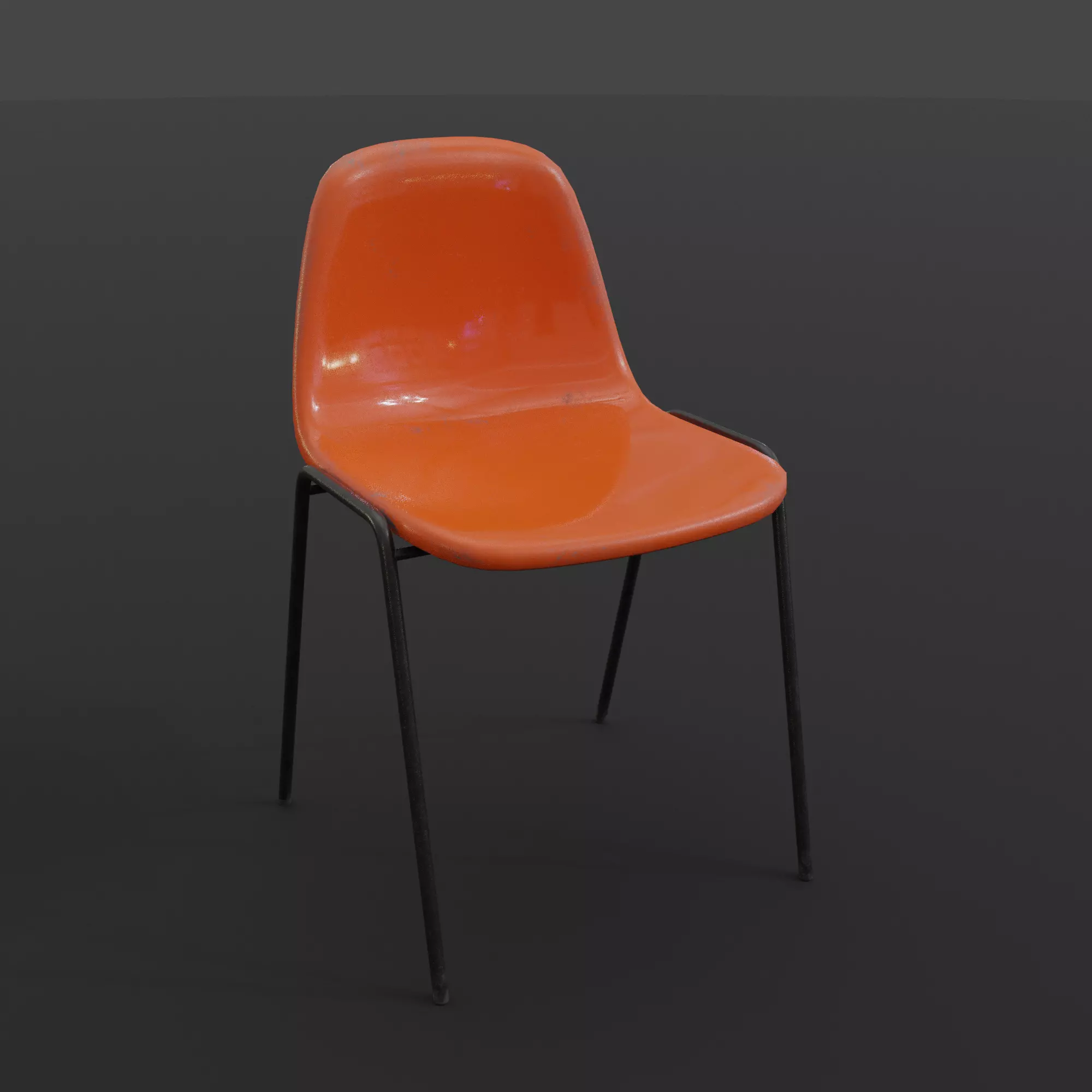 Fiberglass Plastic Chair Low-poly 3D model_0