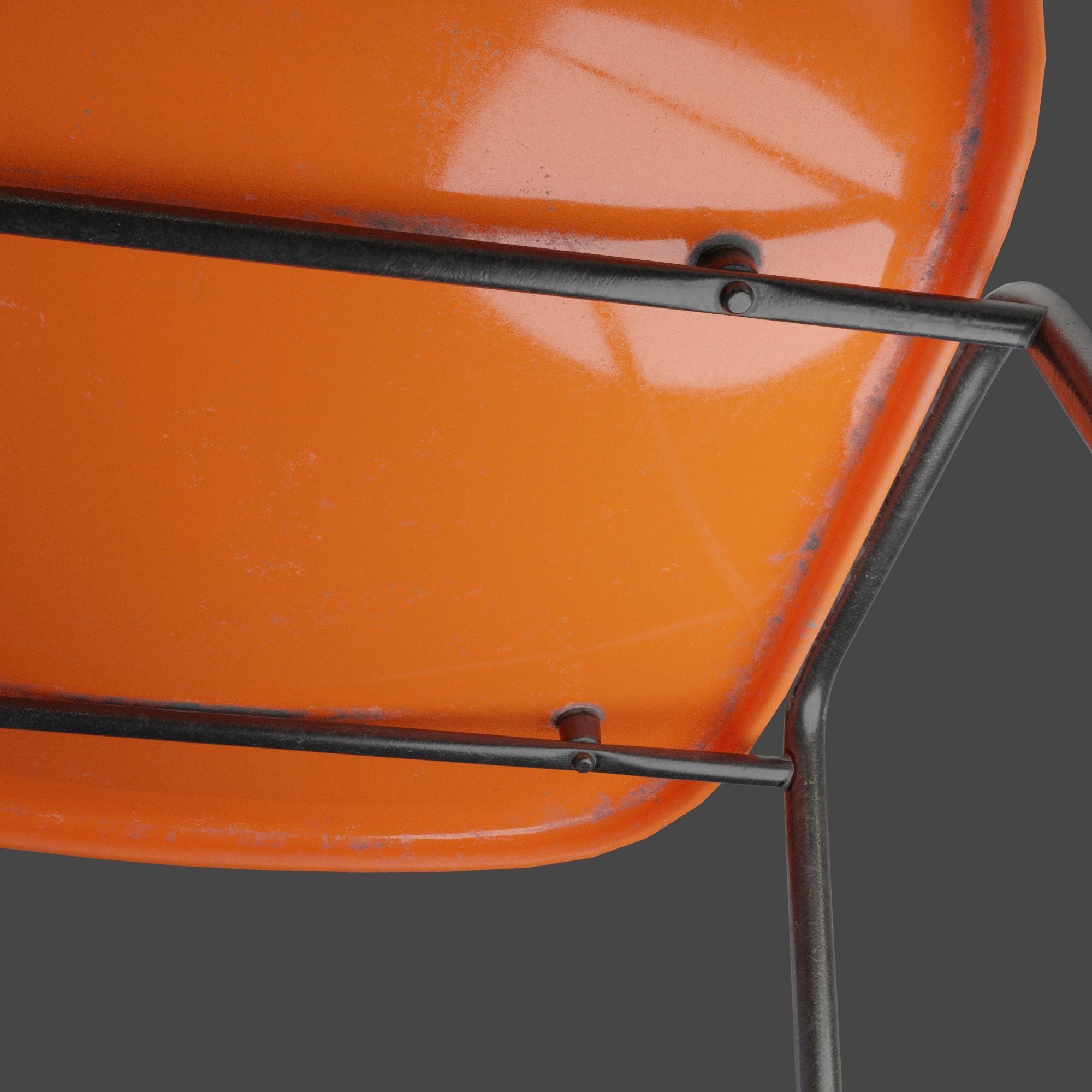 Fiberglass Plastic Chair Low-poly 3D model_7