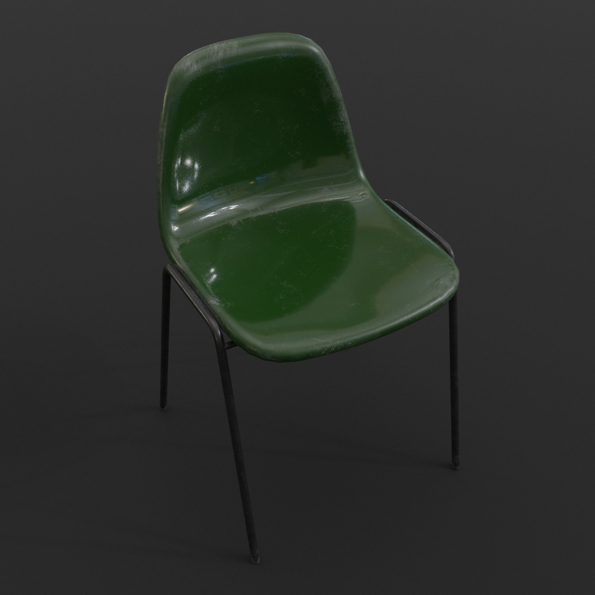 Fiberglass Plastic Chair Low-poly 3D model_17